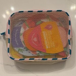 Sephora Pink and Blue Mesh Gold Pouch